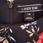 Land's End | Floral Dress with Pockets Short Sleeve Modest Size 14 Stretchy Soft Black Photo 6