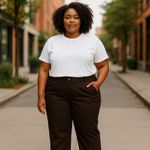 Avenue  Womens Pants Size 18‎ Comfort Waist Signature Chino Chinos Brown NEW Photo 1