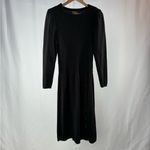 Vintage‎ Tricots Shoulder Pad Long Sleeve Midi Sweater Dress in Black Size Small Photo 1
