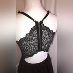 Honey and Rosie Black V-Neck Lace Back w Gold Zipper Open Back Tiered Dress Adjust Straps Sz MD Photo 4