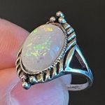 Oval simulated opal silver plated ring size 5.25 Photo 6