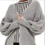 Topshop  Balloon Sleeve Grey Open Cardigan Chunky Sweater New! Photo 1