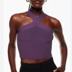 Babaton  sculpt purple knit ribbed sweater crop crossover stretch medium plum Photo 0
