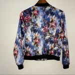 Allegra K  Women Stand Collar Zip Up Floral Print Bomber Jacket size M Photo 7