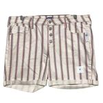 Old Navy Denim Shorts Button Fly Red White Blue Striped Cuffed Womens 18 NWT 5" Photo 0
