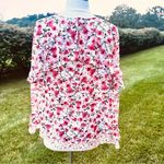 White House | Black Market Layered Chiffon Blouse Women's Pink & White EUC Photo 9