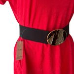 NWT, Vintage 90’s Nan Lewis Stretch Belt with Enamel Buckle Black Photo 1