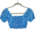 Gap NWT 100% Cotton Blue White Floral Short Puff Sleeve Crop Top Size XS Photo 4