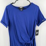 DKNY  Midi Dress Size Small NWT Side-Tie Short Sleeve Stretch Casual Royal Blue Photo 8