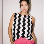 NWT Celmo Sleeveless Reversible Crochet Knitted
Women's Zig Top Bk/White L Black Size L Photo 2