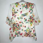 NorthStyle Sheer Abstract Blouse 2X Lined Multicolor Geometric Shapes Pullover Photo 4