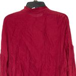 Glam Long Sleeve Ruffled‎ Mock Neck Slouchy Button Up Shirt Women Large NWT Red Photo 6