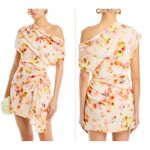 ALC Frank a.l.c. poppy ruched draped off shoulder mini silk dress Photo 6