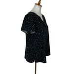 Hilary Radley  Blouse Medium Black Heart‎ Print Button Front Workwear Classic Photo 1
