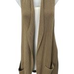 Splendid Women's Tan Sleeveless Knit Open Pocket Cardigan Sweater Top Size S Photo 0