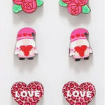 Elegant Wooden valentine Stud Earrings Set Stainless Steel‎ Posts Gold Photo 0