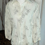 Sag Harbor  Floral Embroidered Cream Women's Top Photo 0