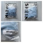 SheIn Satin Ruffle Trim Tie Back Dress Metallic Sky Blue Size Medium Formal Photo 3