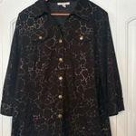 JM Collection  Black Snap Front Shirt Size 14‎ Photo 0