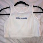 Romwe white cropped angel energy tank Photo 0