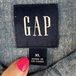 Gap  XL X-Large Button Up Shirt Linen Blend Blue Long Sleeve Women’s Beachy Prep Photo 5