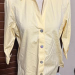 Foxcroft  Button Up Yellow Women's Shirt Size 8 Heritage Non-Iron 3/4 Sleeve Photo 0