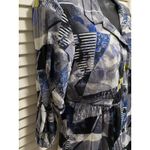 Style & Co Black/Gray/Yellow Geo Print Button Up 3/4 Sleeve Tab Blouse Size S Photo 3