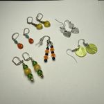 Bead Dangle Drop Pierced Earrings Lot Of 5 Beaded Green Orange Yellow Etc Photo 3