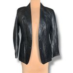 Vintage Angel Skin Cabretta Leather Black Blazer Jacket Size 12 Tailored Minimal Photo 5