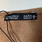 ZARA  Tan Long Sleeve Ruffle Cold Shoulder Sweater Size Small Photo 9