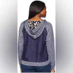 Vera Bradley Lace Up Floral Contrast Hoodie in Navy Multi Size M Photo 2
