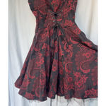 Hearts & Roses Brocade Floral Lace Up Corset Dress Whimsigoth Fairy Grunge 12 Black Photo 2