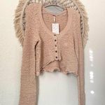 Free People Beige Knit Cropped Cardigan Sweater Photo 1