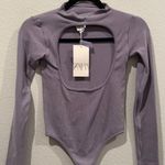 ZARA Open Back Long Sleeve Purple Bodysuit Photo 0