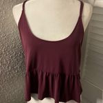 Urban Outfitters  Burgundy Peplum Babydoll Spaghetti Strap Tank S Crop Top Casual Photo 0