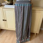 Johnny Was Grey Embroidered Linen Smock Maxi Skirt Slit Bohemian Photo 5