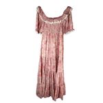 RIXO Joanie Pink Paisley Midi Light Floral Ruffle Dress Size Medium US 8 UK 12 Photo 1