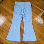 Aerie Women's Light Blue Velour High Waist Drawstring Flare Sweatpants Y2K Photo 1