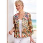 Soft Surroundings  Jacket Blazer Medium Floral Embroidered Ariege Art To Wear Photo 1