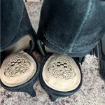Vince Camuto Black Suede Peep-Toe Booties Photo 4