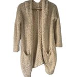 London Kaye Women's Size Small Cream Sherpa Open Front Pocket Cardigan Sweater Photo 0