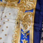 Longchamp 33x33  baroque silk scarf Blue and Gold Photo 3