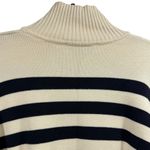 ZARA Womens Medium Striped Turtleneck Sweater Cream Navy Long Sleeve Chunky Knit Photo 5