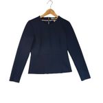J Brand Navy Blue Peplum Zip Back Long Sleeve Top Office Basic Chic Womens M Photo 1