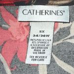 Catherines  Shirt Tunic Top Womens Plus size 5X Black Red LS Floral Popover Photo 3