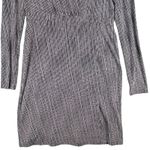 Athleta Women's Black White Dot Print Faux Wrap Dress Long Sleeve Career Medium Photo 4