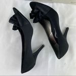 Nina  Satin Ruffle Peep Toe Heels Black 8.5 Photo 8