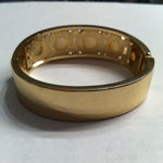 Vintage Chunky Gold Tone Rhinestone & Faux Pearl Statement Clamper Bracelet Photo 3