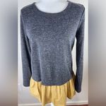 THML Gray and Yellow Ruffle Tiered Back Sweater Size S Photo 4