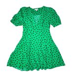 Topshop Spot Swing Tea Dress Size 8 Green Dot Flirty Unlined V-Neck $74 side zip Photo 7